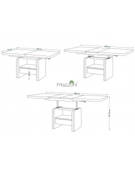 LEXUS verrijdbare koffietafel, met heffunctie, eiken artisan / beige