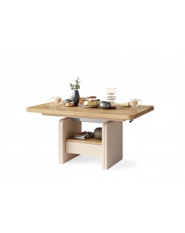 LEXUS verrijdbare koffietafel, met heffunctie, eiken artisan / beige
