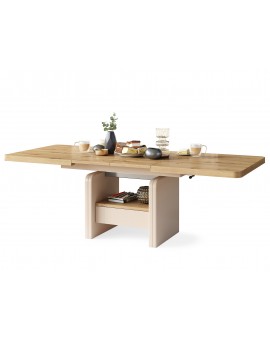 LEXUS verrijdbare koffietafel, met heffunctie, eiken artisan / beige