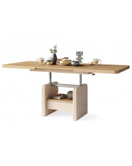 LEXUS verrijdbare koffietafel, met heffunctie, eiken artisan / beige