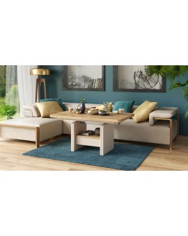 LEXUS verrijdbare koffietafel, met heffunctie, eiken artisan / beige