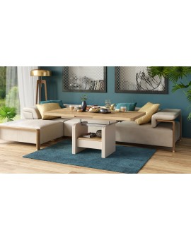 LEXUS verrijdbare koffietafel, met heffunctie, eiken artisan / beige