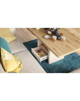 LEXUS verrijdbare koffietafel, met heffunctie, eiken artisan / beige