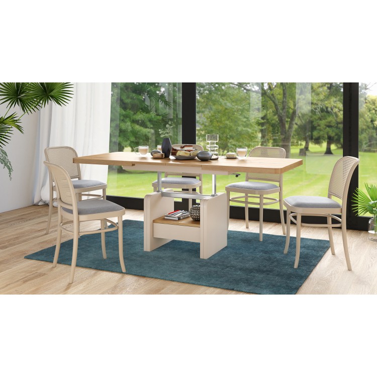 LEXUS verrijdbare koffietafel, met heffunctie, eiken artisan / beige