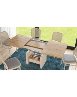 LEXUS verrijdbare koffietafel, met heffunctie, eiken artisan / beige