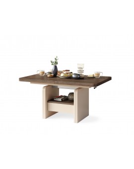 LEXUS verrijdbare koffietafel, met heffunctie, bruin eiken / beige