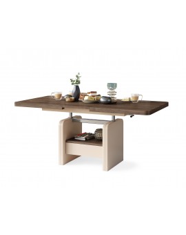 LEXUS verrijdbare koffietafel, met heffunctie, bruin eiken / beige