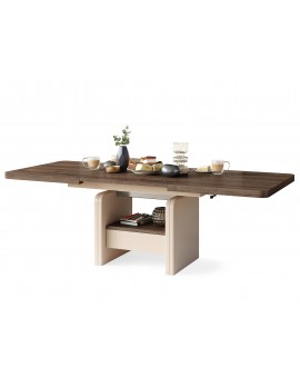 LEXUS verrijdbare koffietafel, met heffunctie, bruin eiken / beige