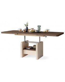 LEXUS verrijdbare koffietafel, met heffunctie, bruin eiken / beige
