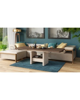 LEXUS verrijdbare koffietafel, met heffunctie, bruin eiken / beige