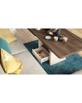 LEXUS verrijdbare koffietafel, met heffunctie, bruin eiken / beige