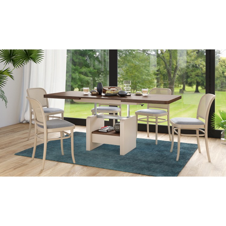 LEXUS verrijdbare koffietafel, met heffunctie, bruin eiken / beige