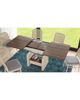 LEXUS verrijdbare koffietafel, met heffunctie, bruin eiken / beige