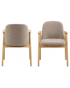 RODERIC Beige Latte (stof Monza 60) / gelakt eikenhouten frame – HOUTEN BOUCLÉ RETRO STOEL