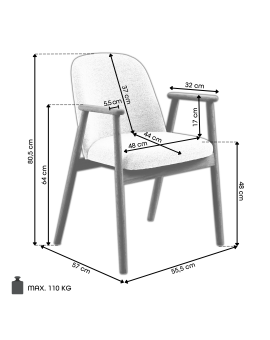 RODERIC Bruin Taupe (stof Monza 40) / gelakt eikenhouten frame – gerookt eiken (walnootkleur) – HOUTEN BOUCLÉ RETRO STOEL
