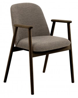 RODERIC Hnedá Taupe (látka Monza 40) / lakovaná dubová konštrukcia – dymový dub (odtieň orecha) – DREVENÁ STOLIČKA BOUCLÉ RETRO