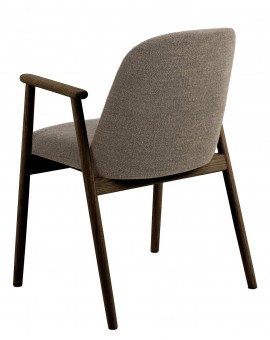 RODERIC Bruin Taupe (stof Monza 40) / gelakt eikenhouten frame – gerookt eiken (walnootkleur) – HOUTEN BOUCLÉ RETRO STOEL