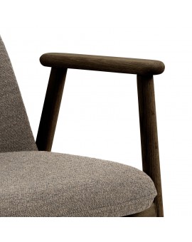 RODERIC Hnedá Taupe (látka Monza 40) / lakovaná dubová konštrukcia – dymový dub (odtieň orecha) – DREVENÁ STOLIČKA BOUCLÉ RETRO