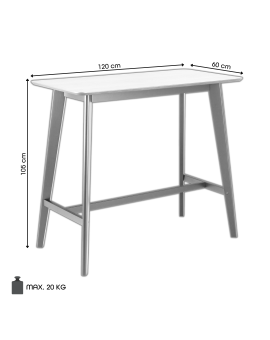ROXY Natuurlijk Eiken/Zwart - BAR/KEUKENTAFEL HOOG HOUT FINEER