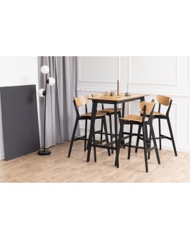 ROXY Natuurlijk Eiken/Zwart - BAR/KEUKENTAFEL HOOG HOUT FINEER