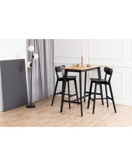ROXY Natuurlijk Eiken/Zwart - BAR/KEUKENTAFEL HOOG HOUT FINEER