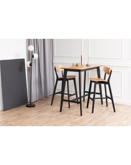 ROXY Natuurlijk Eiken / Zwart Onderstel – HOUTEN BARSTOEL VOOR KEUKEN, WOONKAMER EN RESTAURANT IN RETROSTIJL