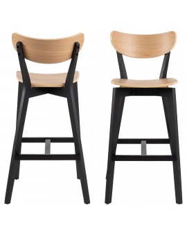 ROXY Natuurlijk Eiken / Zwart Onderstel – HOUTEN BARSTOEL VOOR KEUKEN, WOONKAMER EN RESTAURANT IN RETROSTIJL