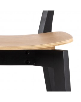 ROXY Natuurlijk Eiken / Zwart Onderstel – HOUTEN BARSTOEL VOOR KEUKEN, WOONKAMER EN RESTAURANT IN RETROSTIJL