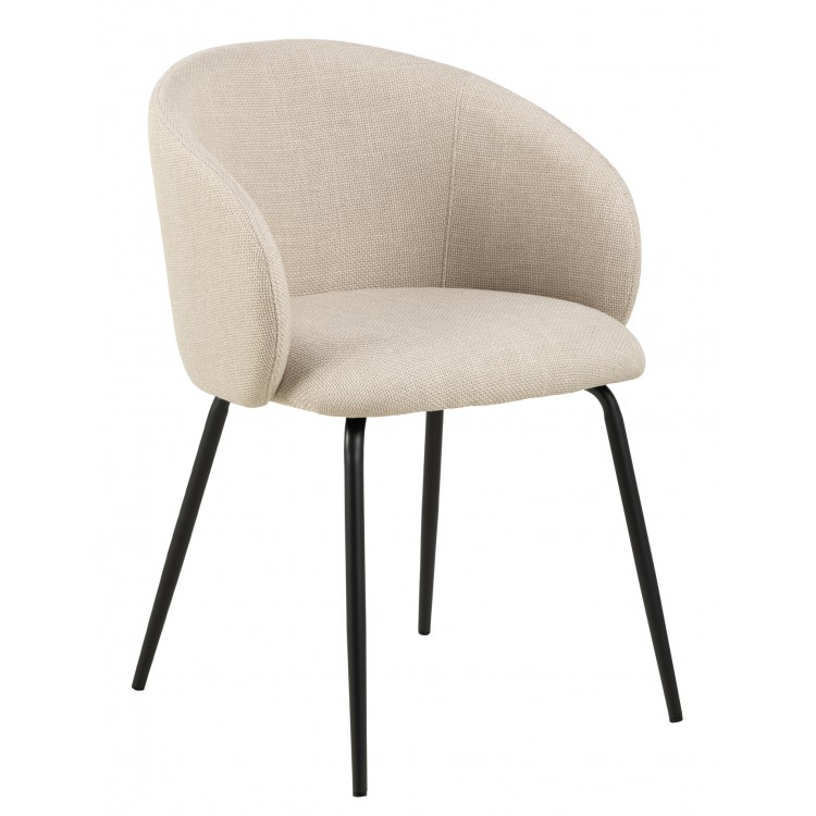 CLARA Beige (stof Monza 24)/zwarte poten - MODERNE GESTOFFEERDE KUIPSTOEL VOOR WOONKAMER/EETKAMER/KANTOOR LOFT