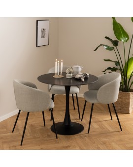 CLARA Beige (stof Monza 24)/zwarte poten - MODERNE GESTOFFEERDE KUIPSTOEL VOOR WOONKAMER/EETKAMER/KANTOOR LOFT