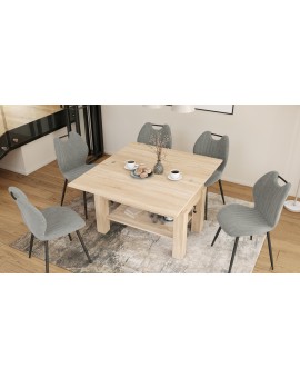 BRAVO sonoma eiken – uitschuifbare en in hoogte verstelbare salontafel, tafel met plank