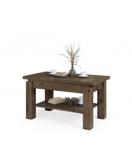 BRAVO elegant noten – uitschuifbare en in hoogte verstelbare salontafel, tafel met plank