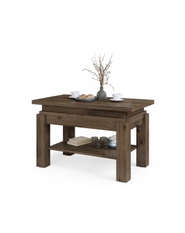 BRAVO elegant noten – uitschuifbare en in hoogte verstelbare salontafel, tafel met plank