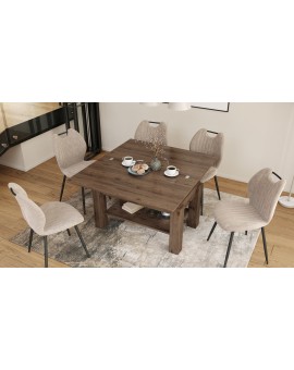BRAVO elegant noten – uitschuifbare en in hoogte verstelbare salontafel, tafel met plank