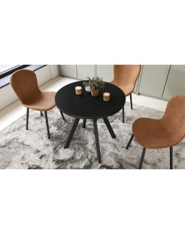 ALMO 80 Mat Zwart / zwarte poten – ronde tafel met Y-poten, loft/industrieel voor keuken, woonkamer en eetkamer