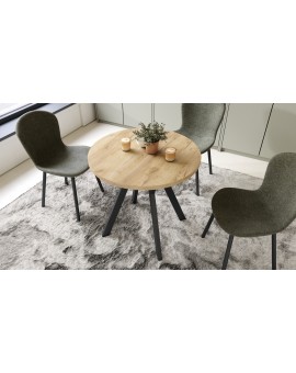 ALMO 80 Eiken Craft Goud / zwarte poten – ronde tafel met Y-poten, loft/industrieel voor keuken, woonkamer en eetkamer