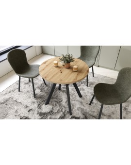 ALMO 80 Eiken Artisan / zwarte poten – ronde tafel met Y-poten, loft/industrieel voor keuken, woonkamer en eetkamer