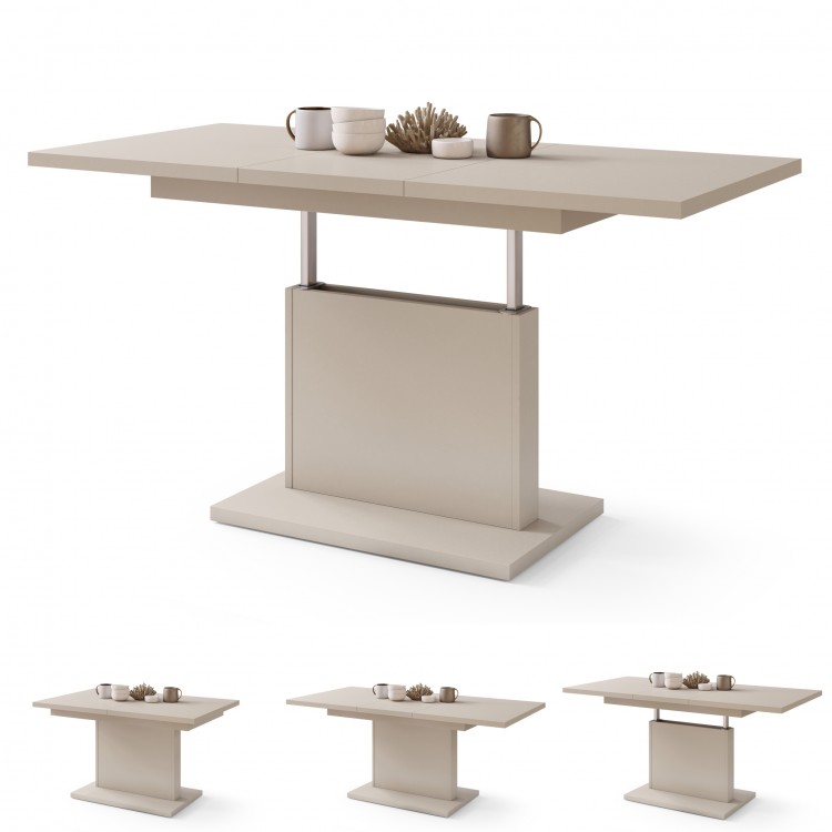 ASTON MINI Beige (champagne) – uitschuifbare tafel met in hoogte verstelbaar tafelblad