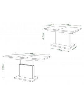 ASTON MINI Eik Sonoma – uitschuifbare tafel met in hoogte verstelbaar tafelblad