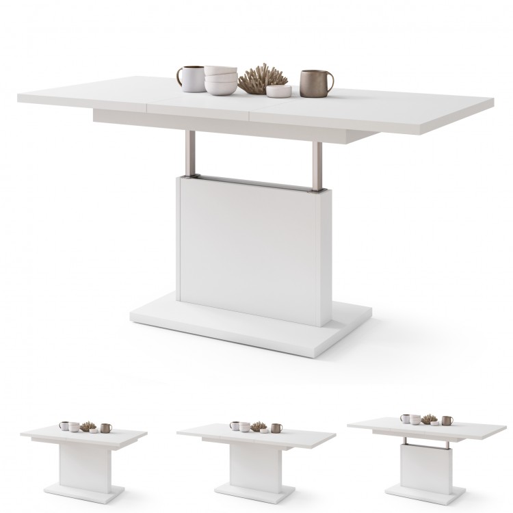 ASTON MINI Mat wit – uitschuifbare tafel met in hoogte verstelbaar tafelblad