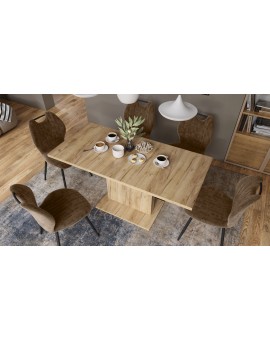 ASTON MINI Eik Craft Goud – uitschuifbare tafel met in hoogte verstelbaar tafelblad