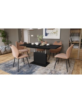 ASTON MINI Mat Zwart – uitschuifbare tafel met in hoogte verstelbaar tafelblad
