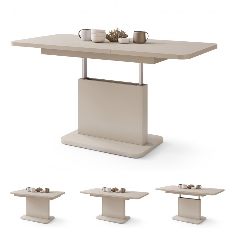 ASTON MINI-Z Beige (Champagne) – uitschuifbare tafel met in hoogte verstelbaar tafelblad