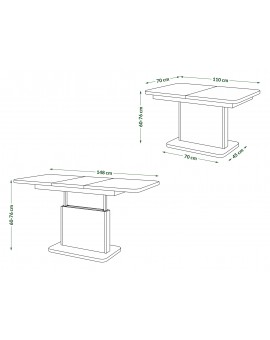 ASTON MINI-Z Wit Mat – uitschuifbare tafel met in hoogte verstelbaar tafelblad