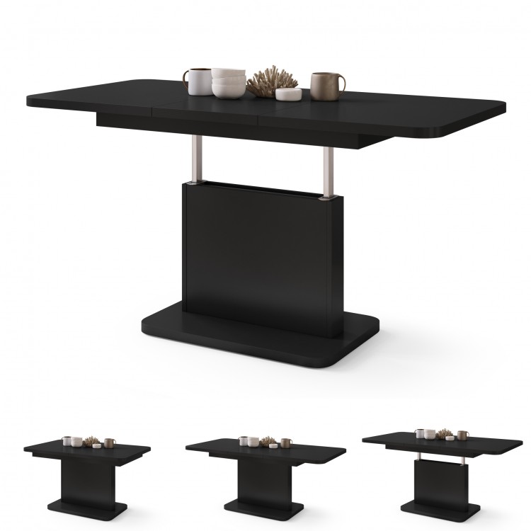 ASTON MINI-Z Zwart Mat – uitschuifbare tafel met in hoogte verstelbaar tafelblad