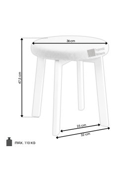 ZOI Béžová Taupe (látka Storm 26)/bílá buková podnož - KULATÁ ČALOUNĚNÁ TABURETKA DO KUCHYNĚ/OBÝVÁKU