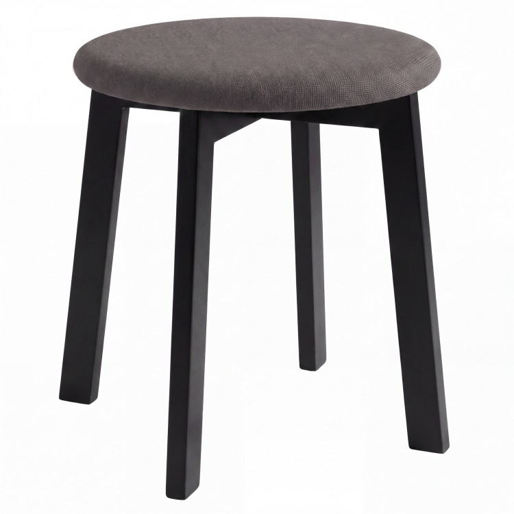 ZOI Taupe Beige (stof Storm 26)/zwart beuken onderstel - RONDE GESTOFFEERDE KRUK VOOR KEUKEN/WOONKAMER