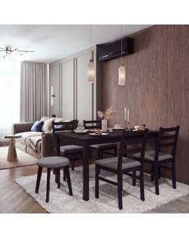 ZOI Lichtgrijs (stof Sawana 21)/zwart beuken onderstel - RONDE GESTOFFEERDE KRUK VOOR KEUKEN/WOONKAMER