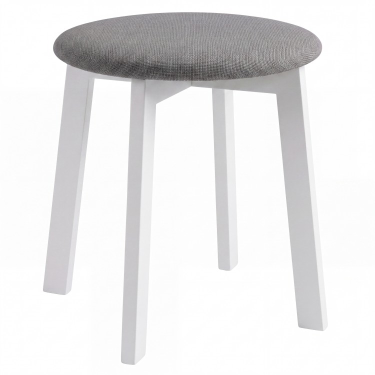ZOI Light Grey (Sawana 21 fabric)/white beech base - ROUND UPHOLSTERED STOOL FOR KITCHEN/LIVING ROOM