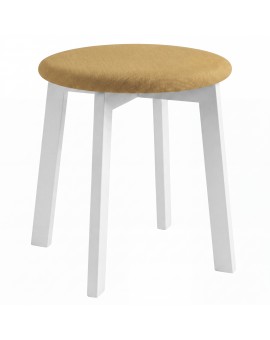 ZOI Caramel (Storm 45 fabric)/white beech base - ROUND UPHOLSTERED STOOL FOR KITCHEN/LIVING ROOM